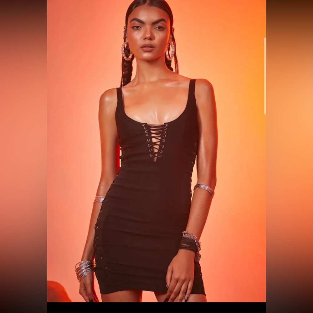 NWT Dolls Kill Poster Grl Stallion Sass Lace Up Mini Dress Size XL - Picture 13 of 16